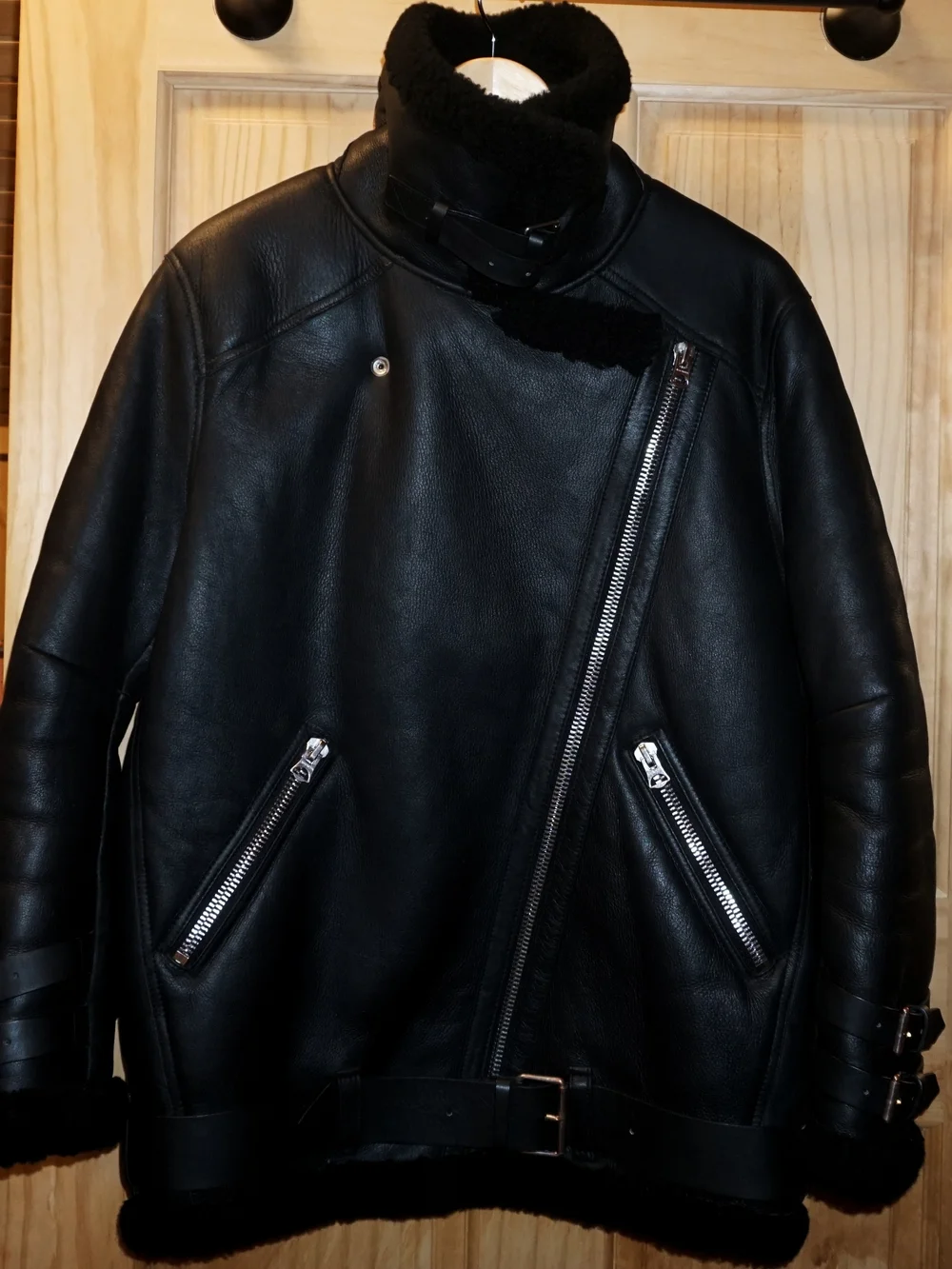 Acne Studios - Shearling Biker Jacket - Black/Noir - Sz EU/FR 36